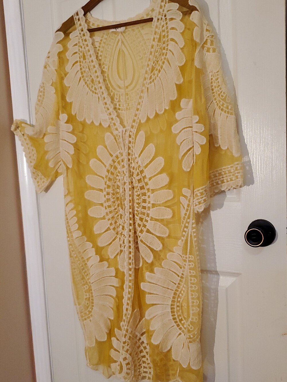 Ember Yellow Lace-Overlay/Kimono/Cover Up